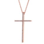 Γυναικείος Σταυρός Με αλυσίδα , Χρυσός 18κ Με Διαμάντια